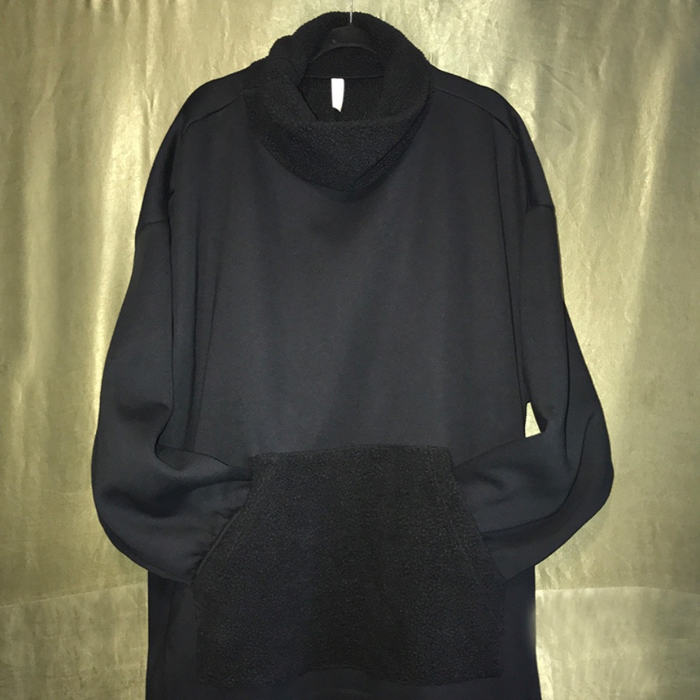 Nap Sweatshirt Dress - Oversized Fleece Knit with Kangaroo Pocket